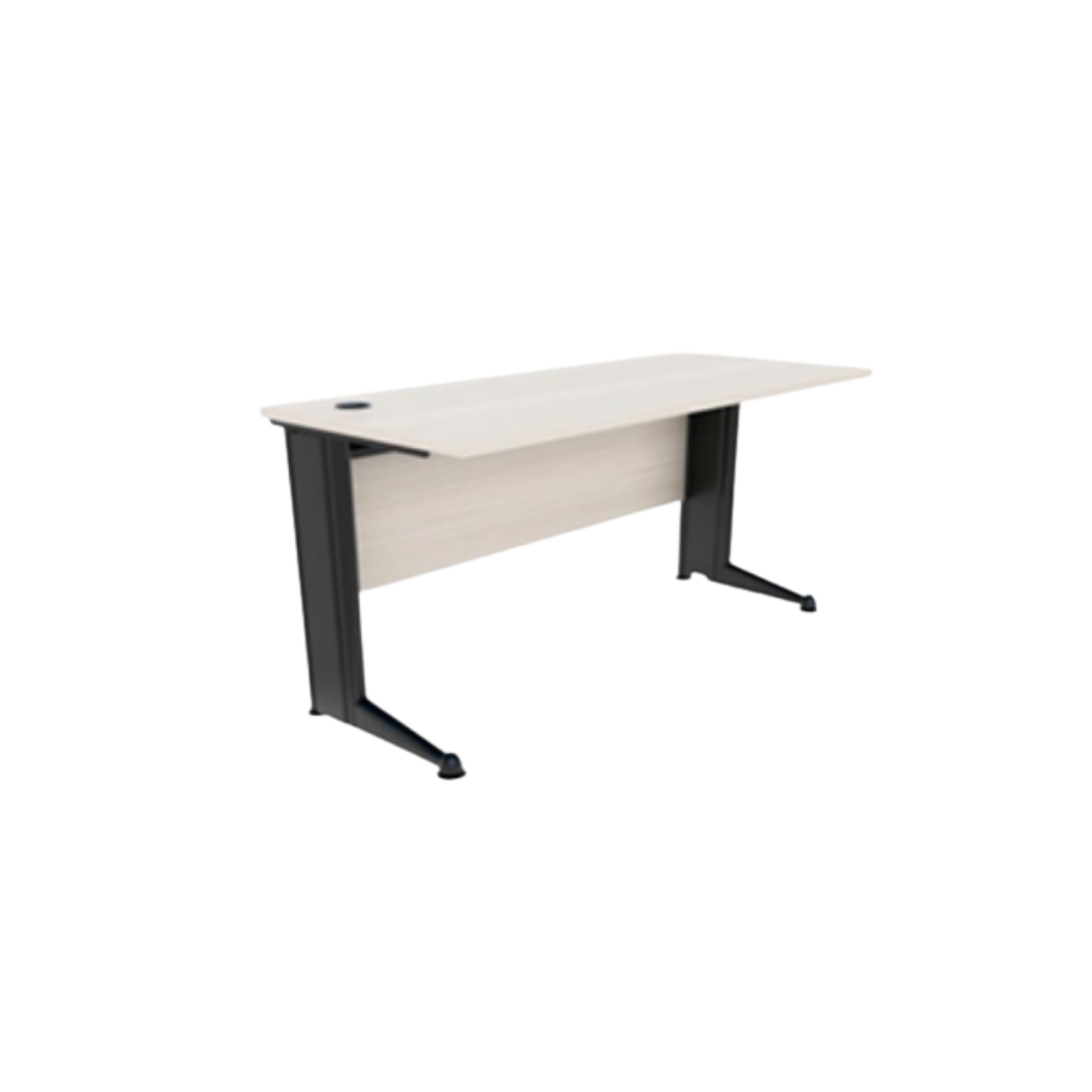 Mesa de Trabalho Reta 1200x600x740 mm em MDP 25 mm com Estrutura Metálica e Calha para Fiação