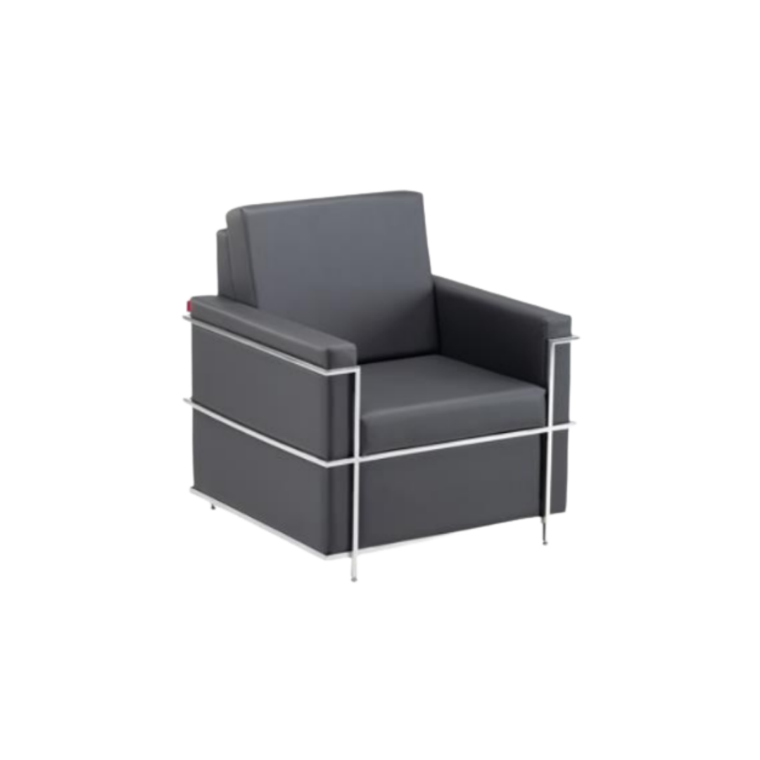 Sofá De Espera Modular 01 Lugar Com Braços Base Inox