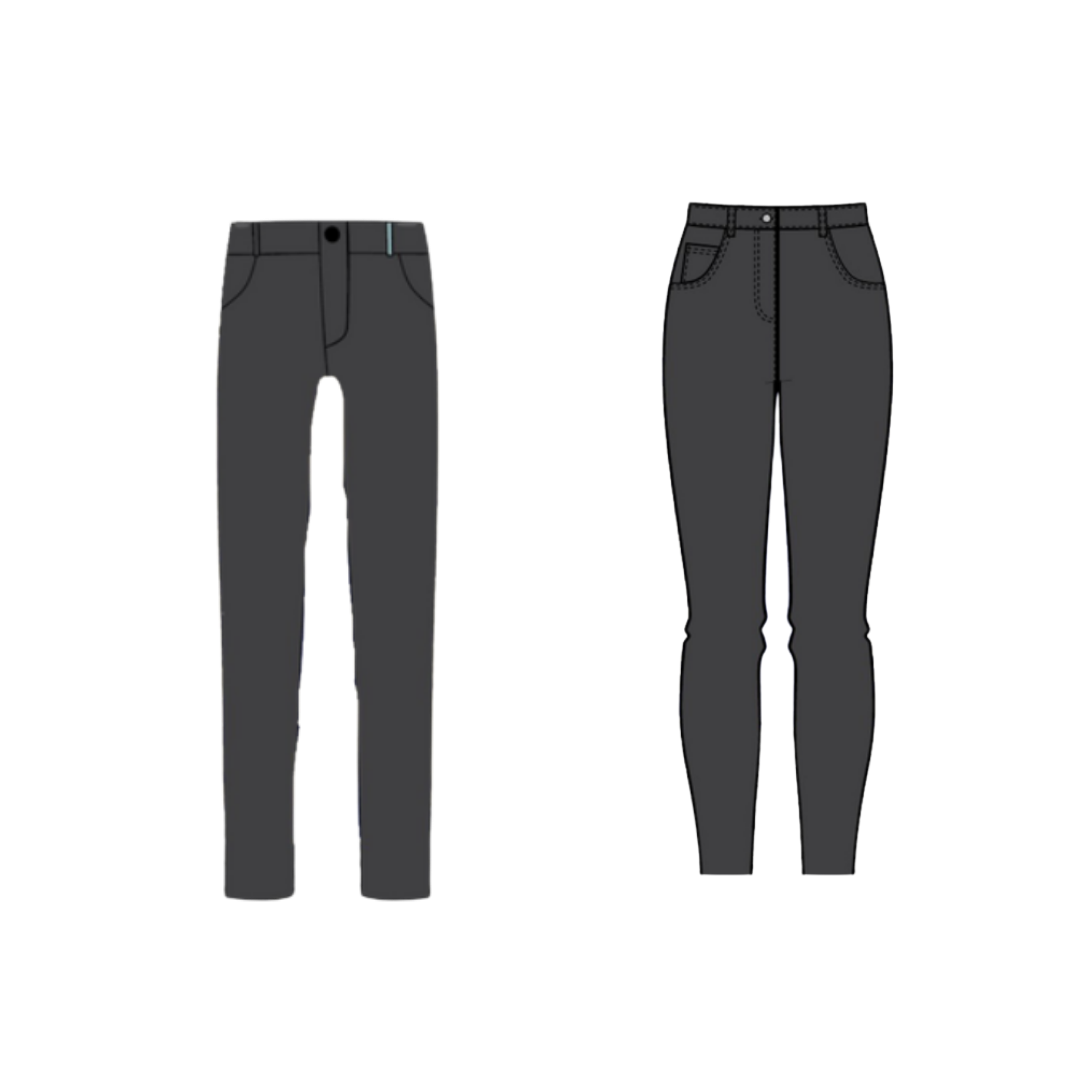 Calça Jeans Escolar Reta Feminina e Masculina com Bolsos e Fechamento por Zíper