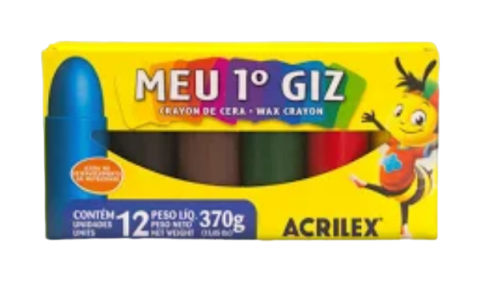 Gizão De Cera Tipo Primeiro Giz 12 Cores Com Certificação INMETRO