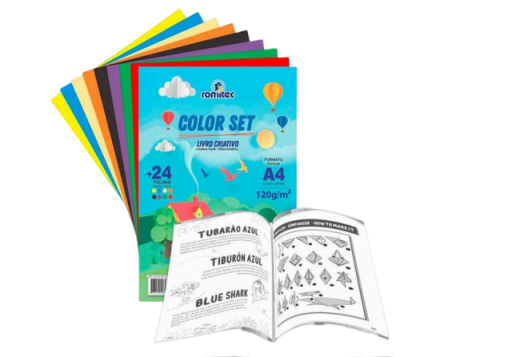 Papel Criativo Dobradura Com Atividades E Folhas Coloridas A4