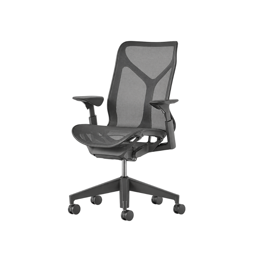Cadeira Giratória Herman Miller Cosm Média – Espaldar Médio em Tela, Braços Reguláveis e Cor Cinza