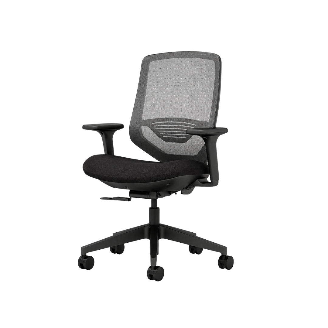 Cadeira Giratória Herman Miller Posh Express 2.0 – Espaldar Médio em Tela, Assento Estofado e Braços Reguláveis