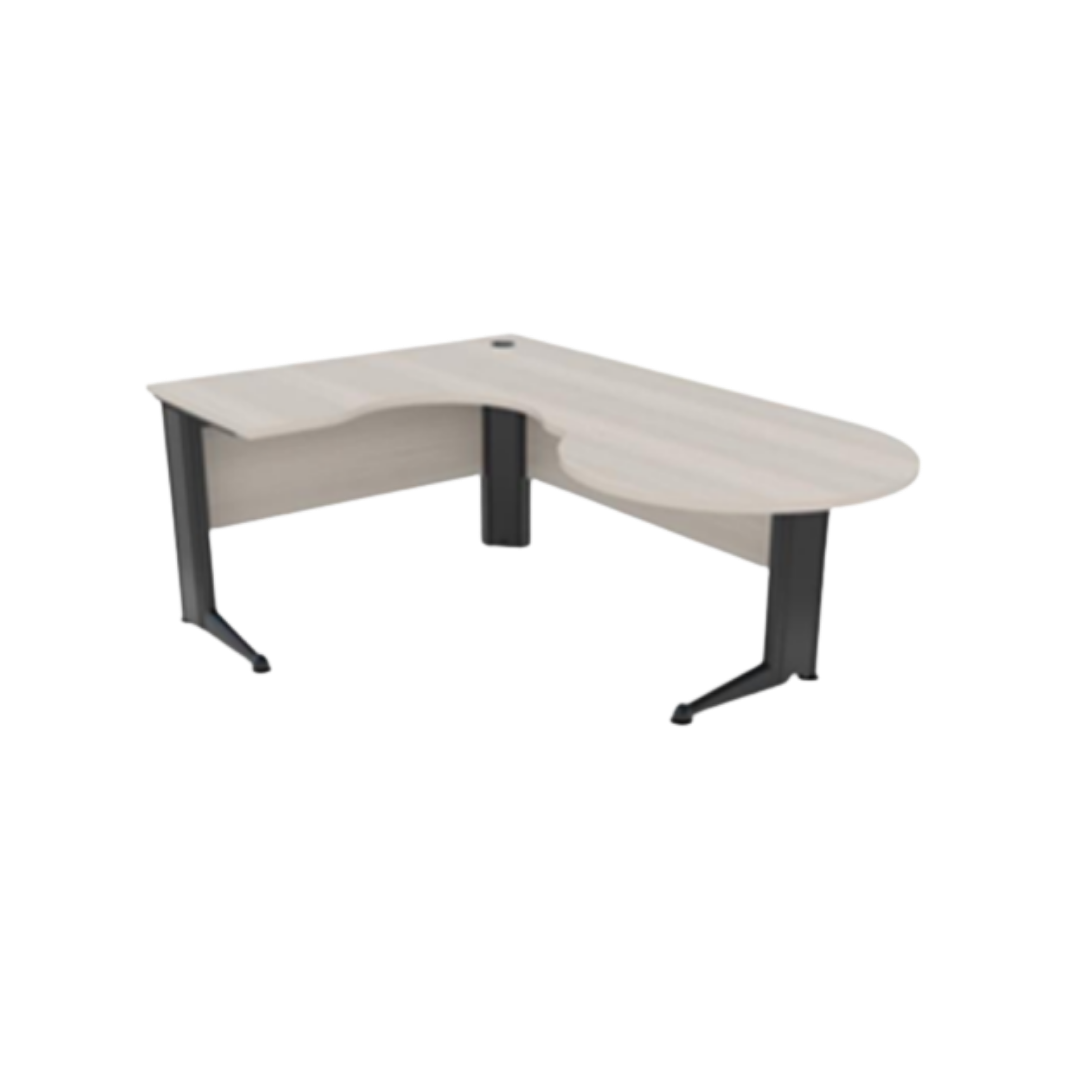 Mesa de Trabalho em L Tipo Gota 1600x2000x600x800x740 mm com Espaço para Reunião