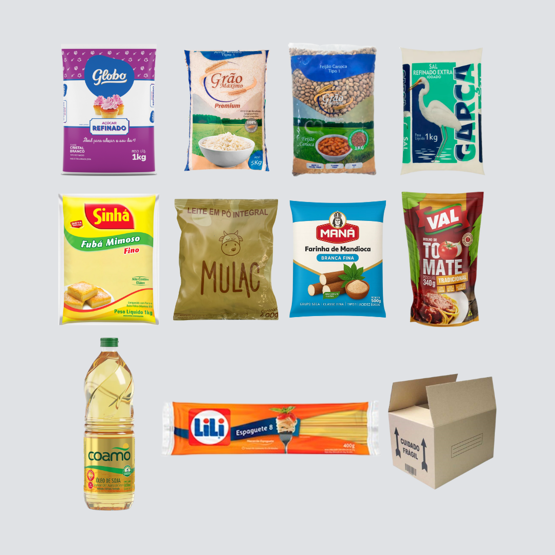Cesta Básica Tipo IV – Itens Alimentícios Essenciais Padrão (Açúcar, Arroz, Feijão, Leite, Óleo etc.)