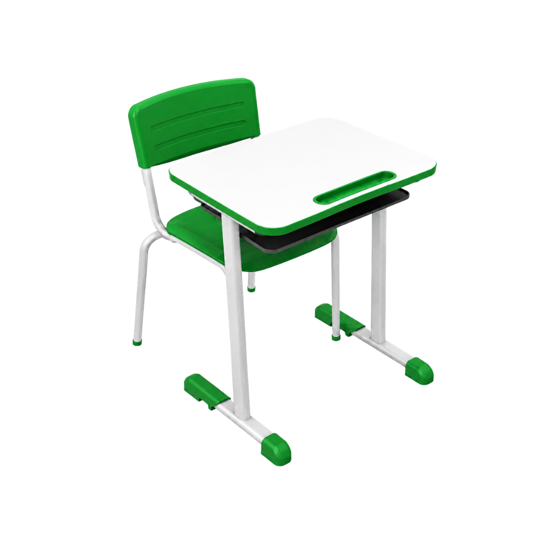 Conjunto Escolar CJA-05 com Mesa e Cadeira Individual em MDF e Polipropileno