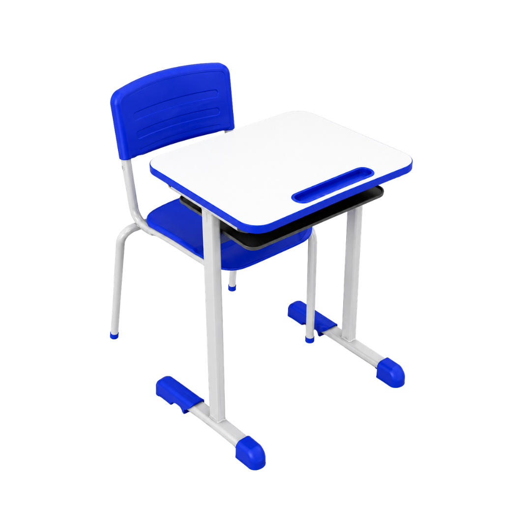Conjunto Escolar CJA-06 com Mesa e Cadeira Individual em MDF e Polipropileno