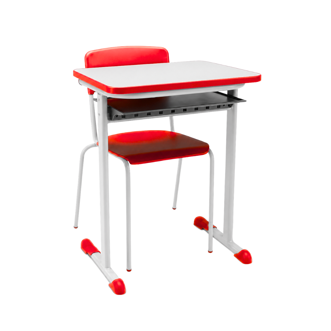 Conjunto Escolar Juvenil Plaxmetal Retangular MDF/MDP