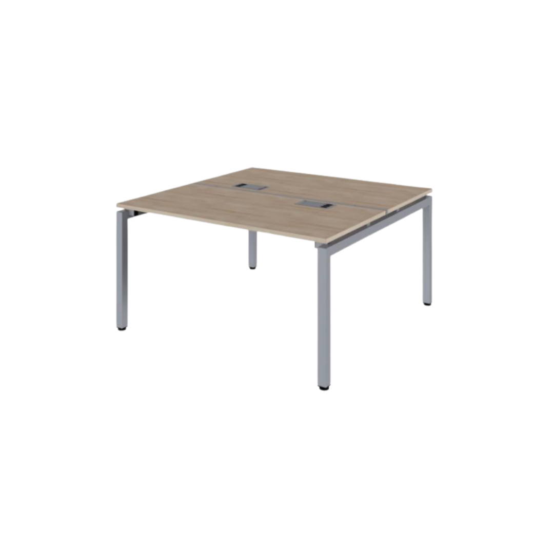 Mesa Dupla Retangular Com Leito De Fiação E Caixa De Conectividade Módulo Inicial 1400x1400x740mm