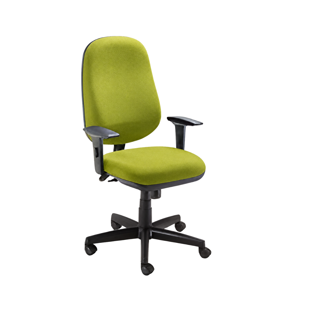 Cadeira Giratória Ergonômica com Encosto Alto Estofado, Braços Reguláveis e Base em Nylon