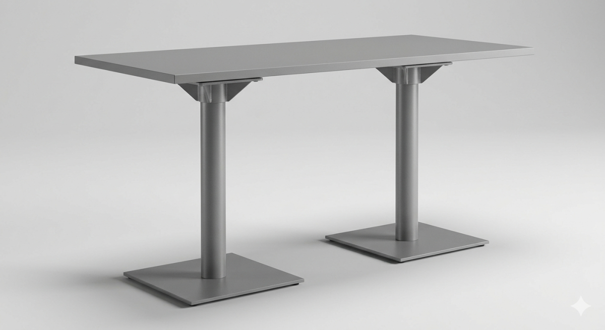 Mesa Retangular Em Mdf Com Base Metálica 4 Lugares