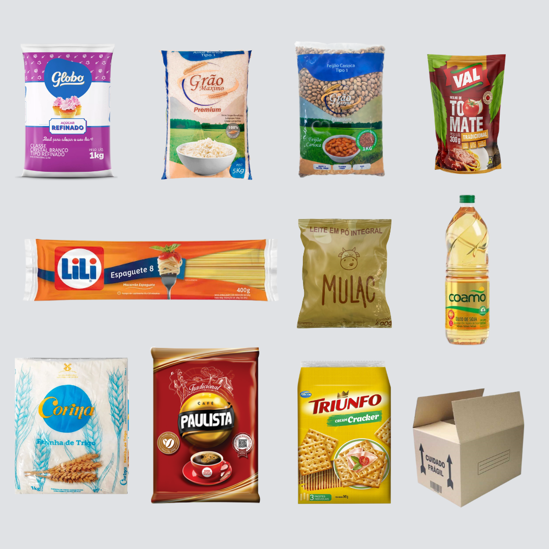 Cesta Básica Tipo I – Itens Alimentícios Essenciais (Açúcar, Arroz, Feijão, Leite etc.)