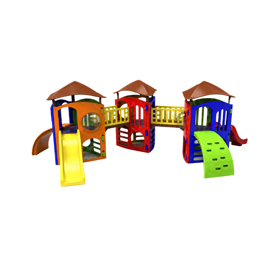 Playground Modular III Rotomoldado com Torres, Escorregadores e Piscina de Bolinhas