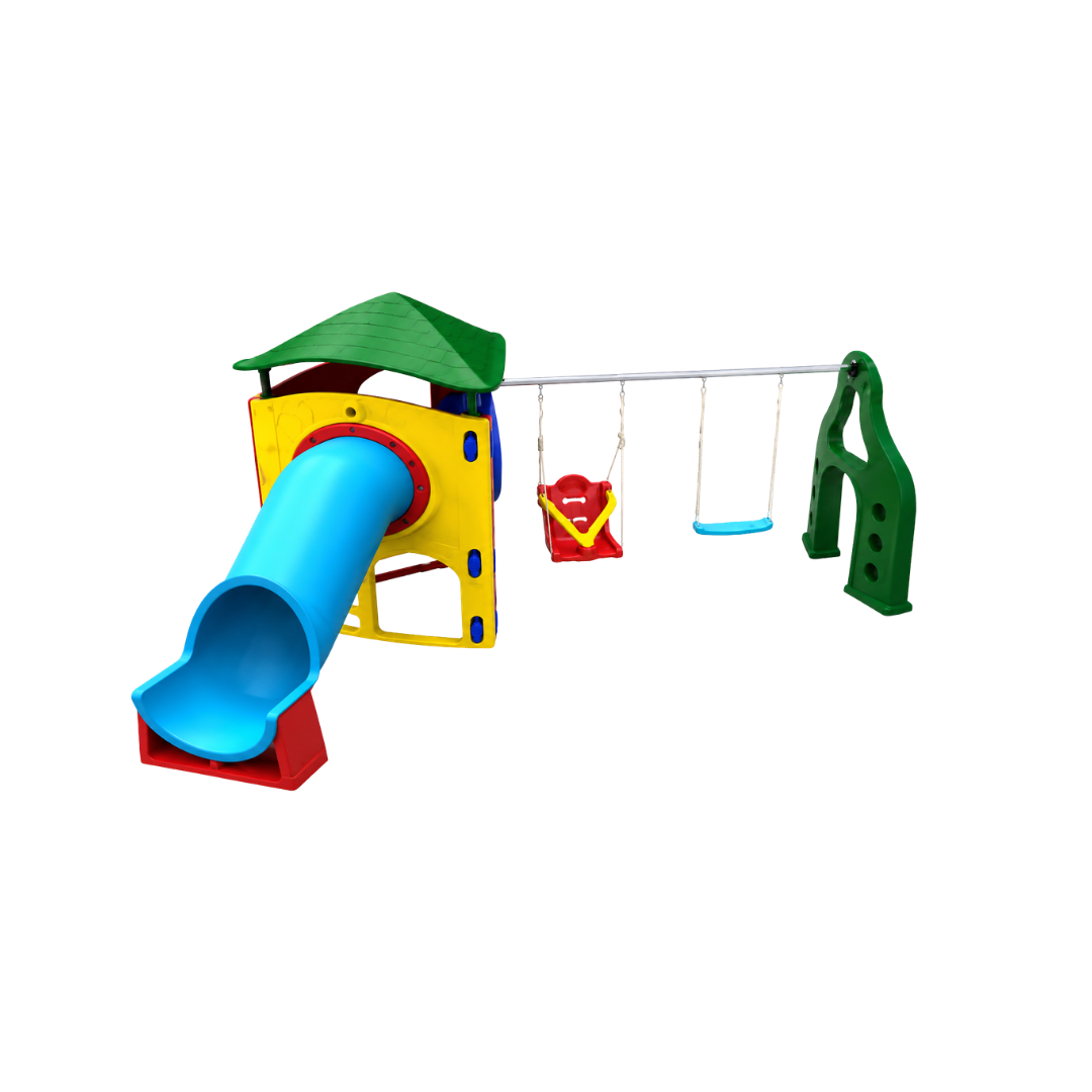 Playground Modular I com Balanço de Acessibilidade e Escorregador Tubo
