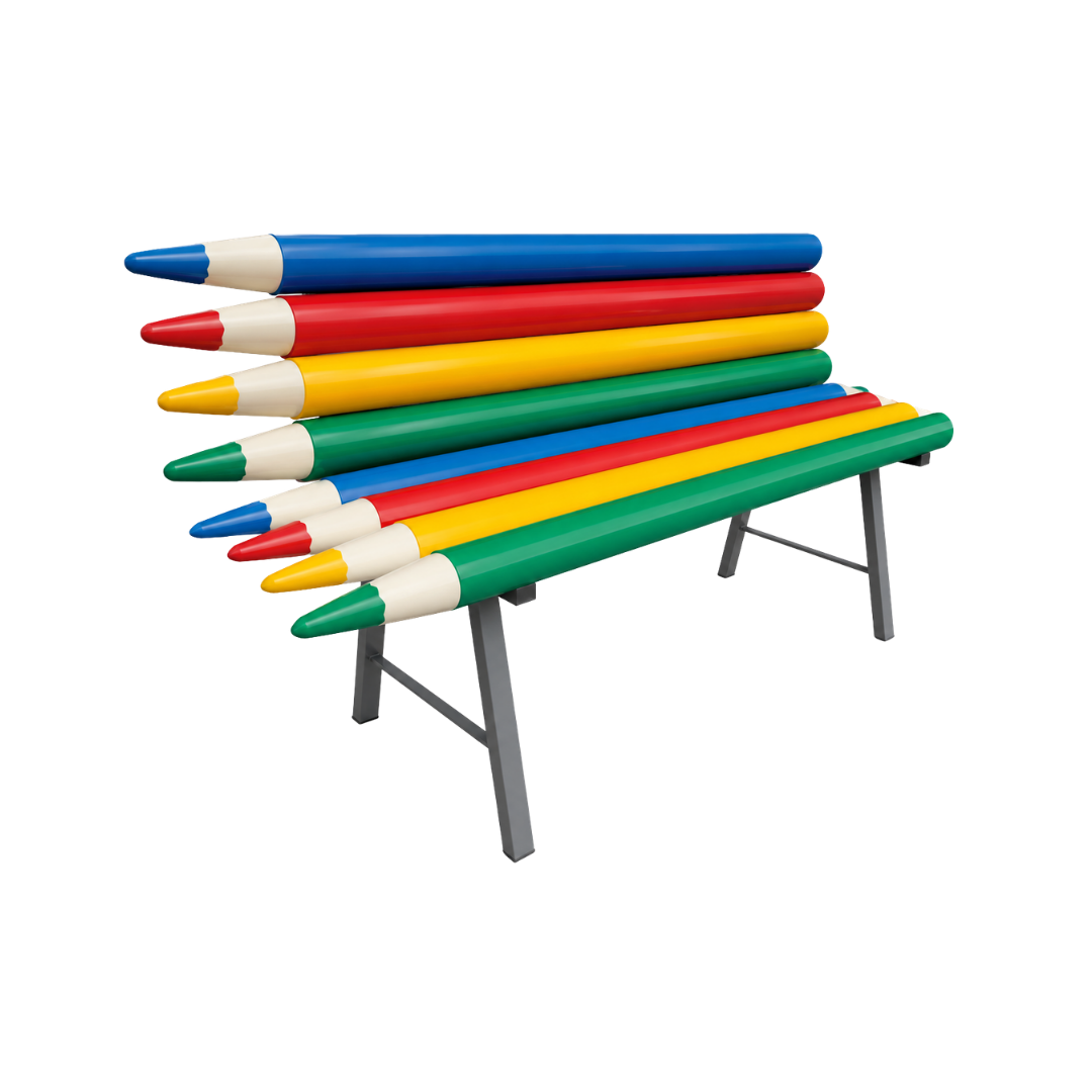 Banco Lápis Grande Rotomoldado Multicolorido para Área Infantil