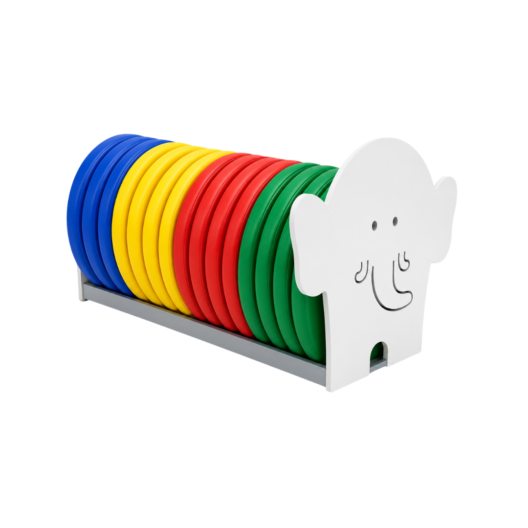 Kit Almofadas Elefante com Suporte em MDF e 16 Almofadas Coloridas